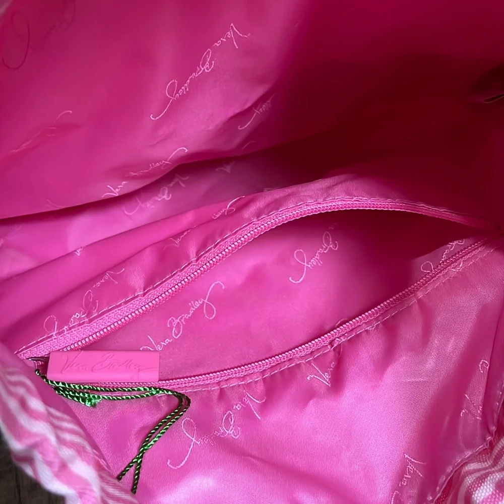 Vera Bradley drawstring backpack in pink stripes NWOT